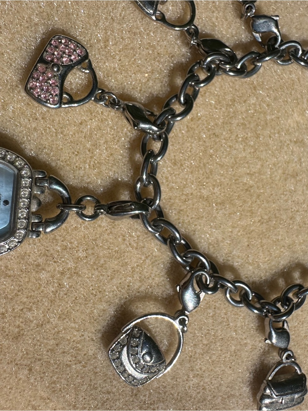 Citizen Silver Charm Bracelet with Pink Accents